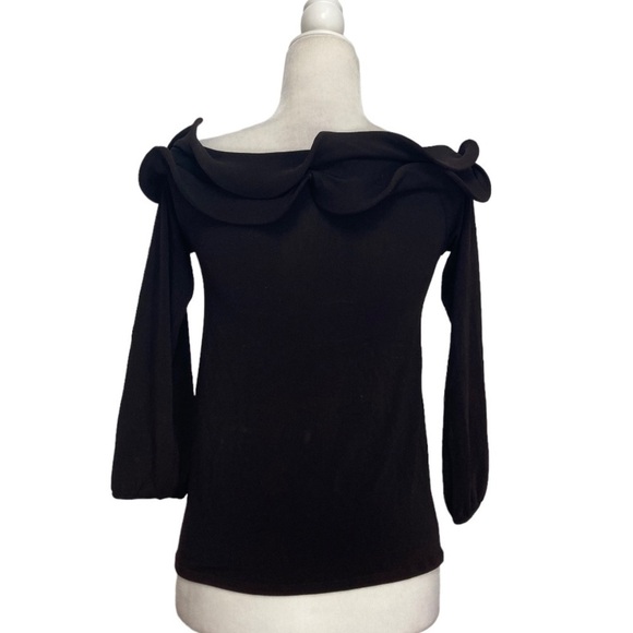 Armani Collezioni Off the Shoulder Ruffle top in Black - Picture 8 of 10